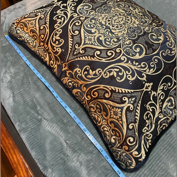 Decorative Gold & Navy Embroidered Pillow Sham (Sham Only) - Picture 4 of 8